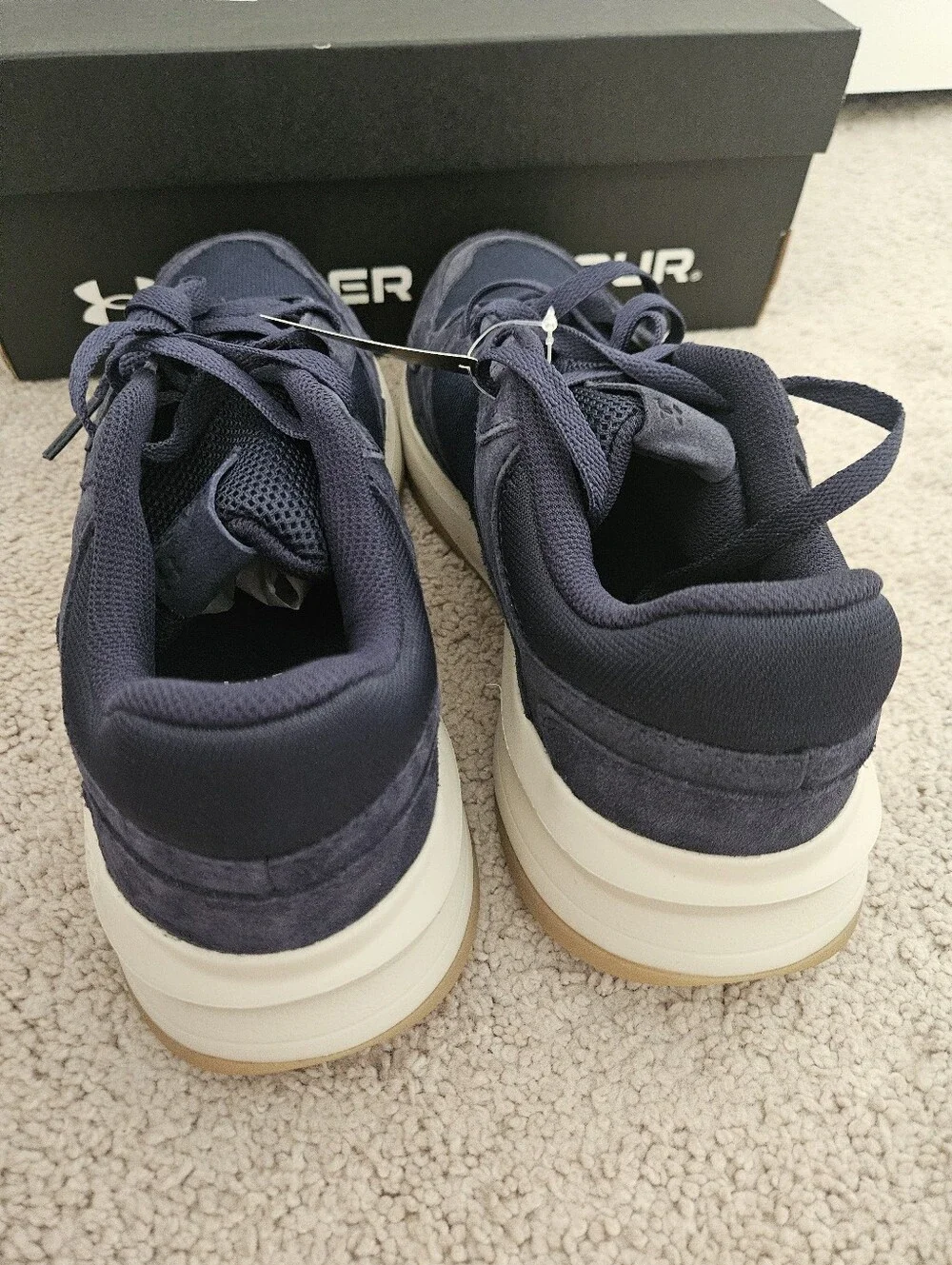 NWT Under Armour UA Edge Suede Mens 9.5 Navy Blue Charged Sneakers